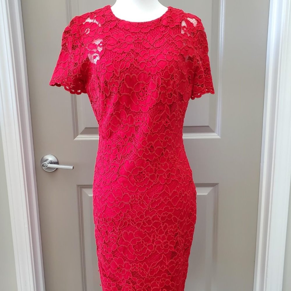 Ralph Lauren Red Lace Sheath Dress - Size 6